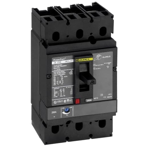 Schneider Electric JLL37250D82 Circuit breaker, PowerPacT J, unit mount, thermal-magnetic, 250A, 3 pole 50 kA, 500 VDC JLL37250D82 on Powermatic Associates
