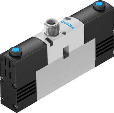 Festo 534783 solenoid valve VSVA-B-T32H-AZH-A2-1R2L with central plug, round design M8x1. Valve function: 2x3/2 open/closed, monostable, Type of actuation: electrical, Width: 18 mm, Standard nominal flow rate: 400 l/min, Operating pressure: 3 - 10 bar 534783 on Powermatic Associates