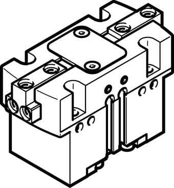 Festo 560199 parallel gripper HGPT-20-A-B-G1 sturdy, with gripping force retention when opening ...-G1. Size: 20, Stroke per gripper jaw: 4 mm, Max. replacement accuracy: <: 0,2 mm, Max. angular gripper jaw backlash ax,ay: <: 0,1 deg, Max. gripper jaw backlash Sz: < 560199 on Powermatic Associates