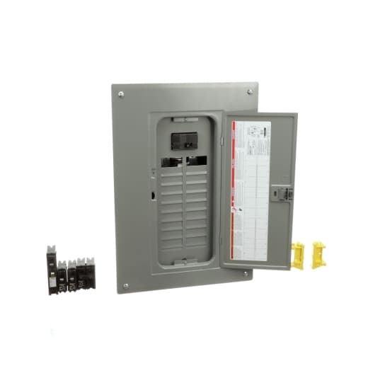 Schneider Electric HOM2040M100PC1AVP Square D by Schneider Electric HOM2040M100PC1AVP is a load center designed for single-phase (1PH) networks. It features a welded sheet steel enclosure and a tin-plated aluminum busbar. This load center has dimensions of H531mm x W362mm x D95mm (H20.91" x W14.25" x D3.74"), offering 20 spaces for up to 40 single pole circuits or 20 tandem breakers. It is equipped with lugs for connection, supports a rated current of 100A, and operates at a rated voltage of 120Vac/240Vac. The HOM2040M100PC1AVP is designed to meet NEMA 1 degree of protection standards. HOM2040M100PC1AVP on Powermatic Associates
