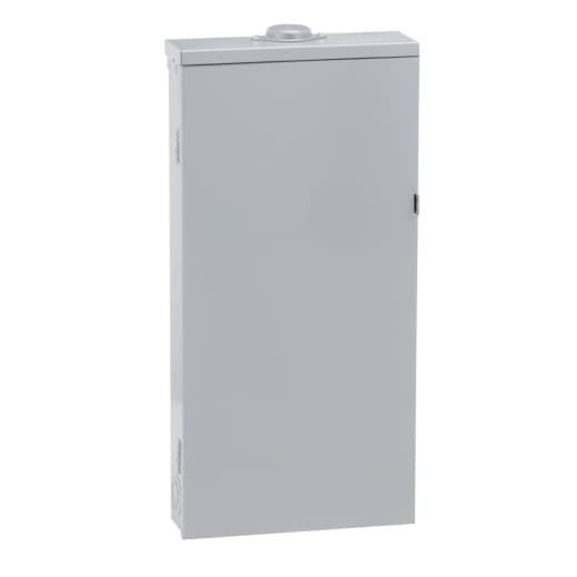 Schneider Electric HOM2040M200PRB Square D by Schneider Electric HOM2040M200PRB is a load center designed for single-phase (1PH) networks, featuring a welded galvannealed steel enclosure and a tin-plated aluminum busbar. It measures H758mm x W375mm x D115mm (H29.84" x W14.76" x D4.53") and offers 20 spaces for up to 40 single pole circuits or 20 tandem breakers. This load center has a connection type of lugs, a rated current of 200A, and operates at a rated voltage of 120Vac/240Vac. It is protected to a degree of NEMA 3R. HOM2040M200PRB on Powermatic Associates
