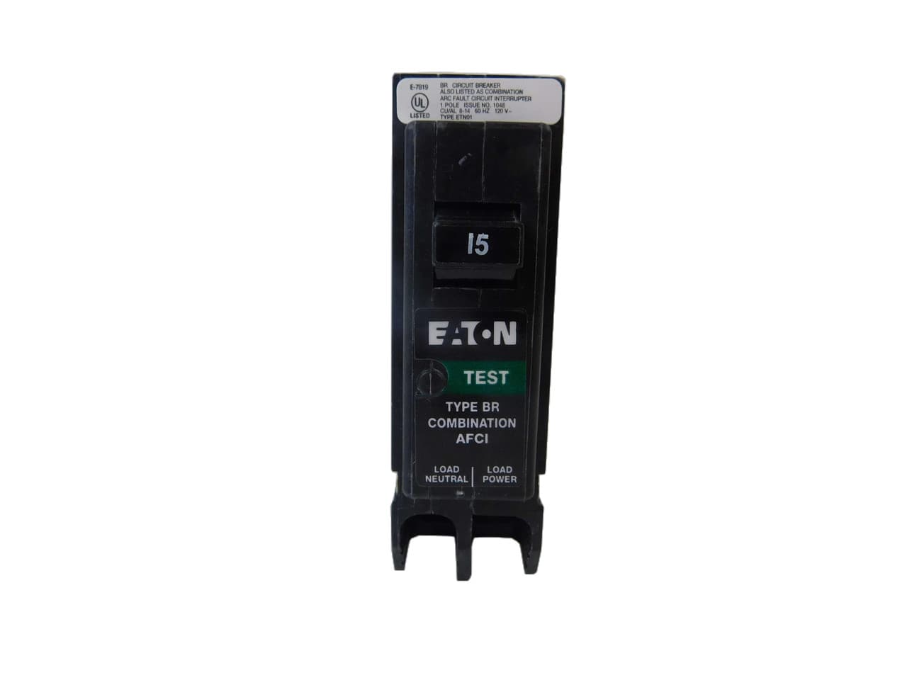 Eaton BRP115AF BRP115AF Eaton - Eaton BR AFCI circuit breaker, AFCI Combination circuit breaker, UL only, 15 A, 10 kAIC, Single-pole, 120 V, BR, Plug-on, #14-8 AWG Cu/Al, Type BR Loadcenters, Plug-on neutral BRP115AF on Powermatic Associates