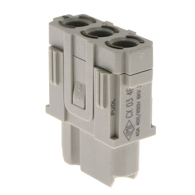 Mencom CX-03-4F Mixo series, Female Rectangular Insert, 3 pin, 40 amp, Crimp CX-03-4F on Powermatic Associates