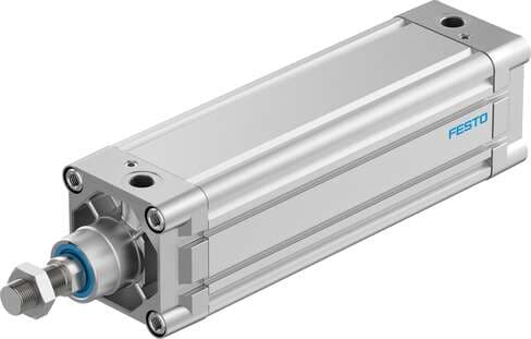 Festo 1922639 standards-based cylinder DNC-63-150-PPV-A Stroke: 150 mm, Piston diameter: 63 mm, Piston rod thread: M16x1,5, Cushioning: PPV: Pneumatic cushioning adjustable at both ends, Assembly position: Any 1922639 on Powermatic Associates