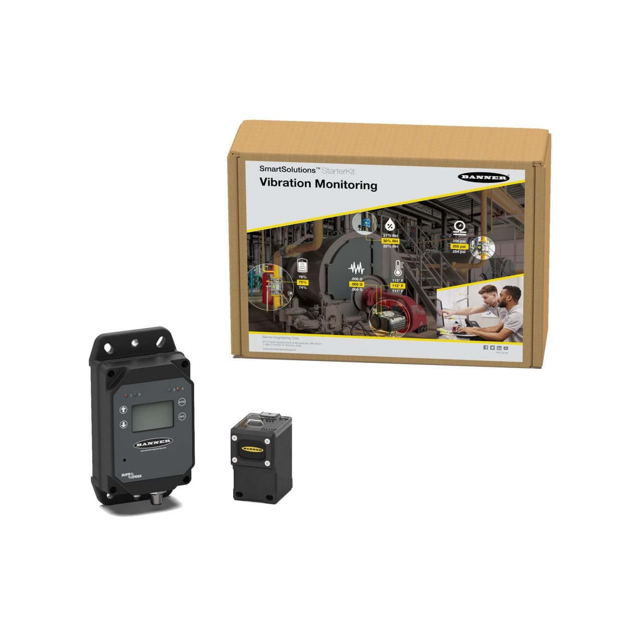 Banner STARTERKIT91200-VIBE-A StarterKit, 900MHz, DXM1200, Vibration Monitoring, AT&T North America Only STARTERKIT91200-VIBE-A on Powermatic Associates