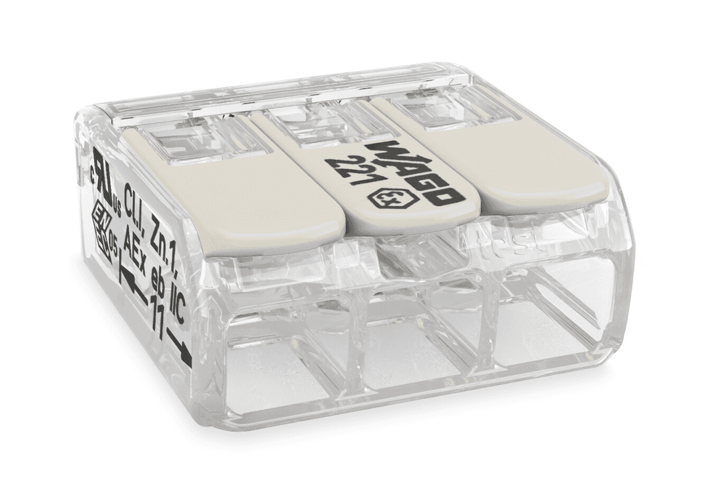 WAGO 221-483 221-483 WAGO - COMPACT splicing connector; 3-conductor; with operating levers; transparent housing; Ex 221-483 on Powermatic Associates