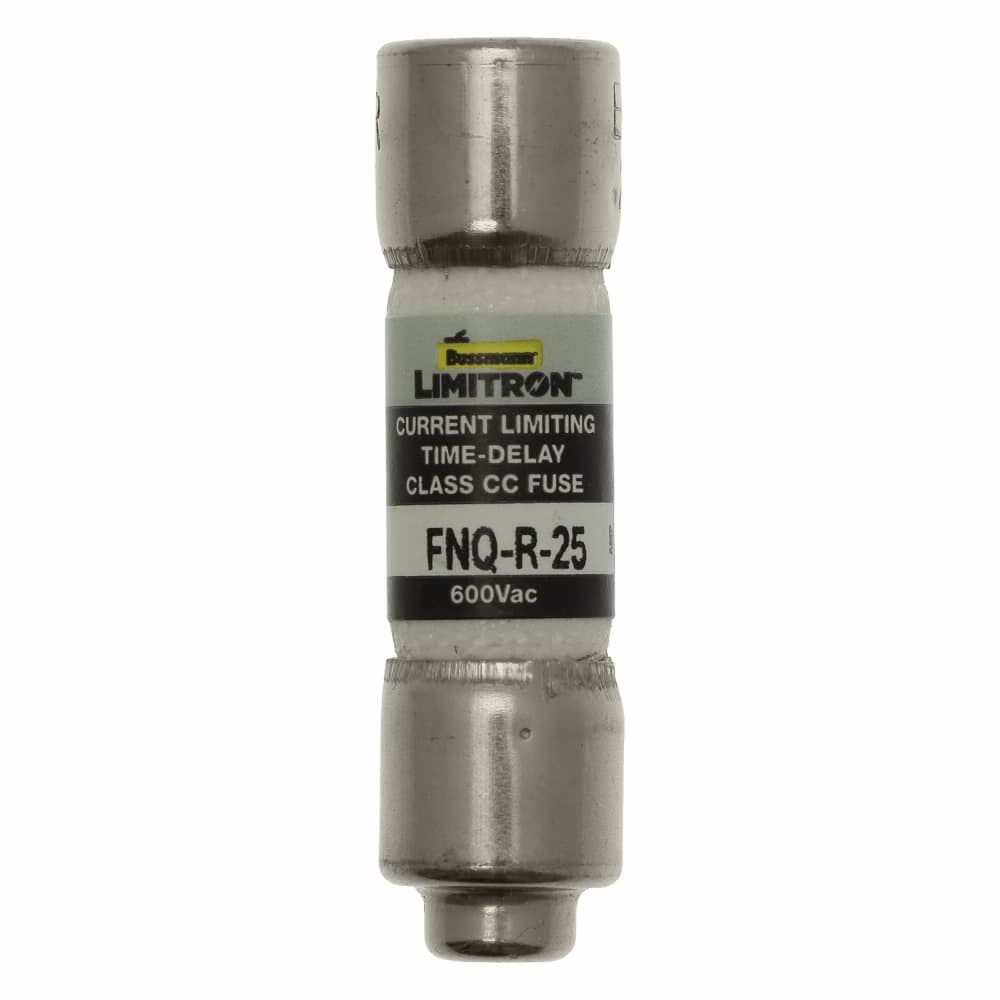 Eaton FNQ-R-25 Eaton Bussmann series FNQ-R fuse, 25 A, Class CC, Non-indicating, Ferrule end x ferrule end, 12 sec at 200%, 200 kAIC, Melamine tube, Standard, 600 V FNQ-R-25 on Powermatic Associates
