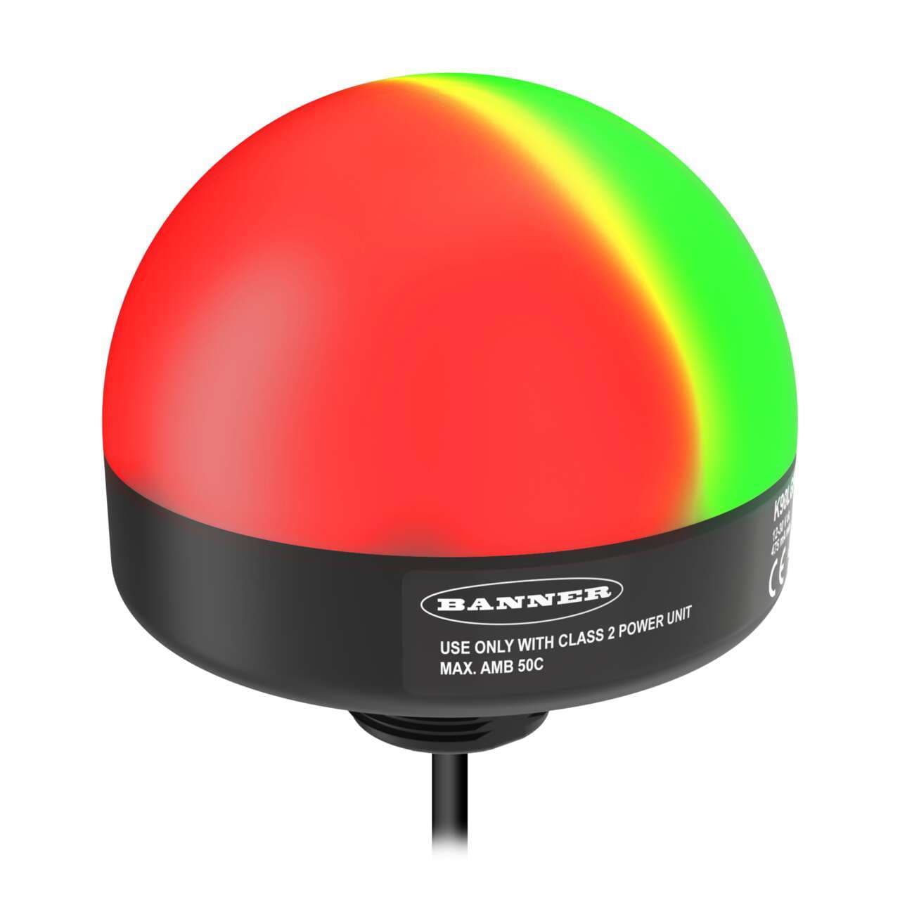 Banner K90PLRGB7 K90 Pro Series: 7-color RGB Indicator; Voltage: 12-30 V dc; Housing: Polycarbonate; IP67; Input: Bimodal; Colors: Multicolor; 2 m (6.5 ft) Integral Cable K90PLRGB7 on Powermatic Associates