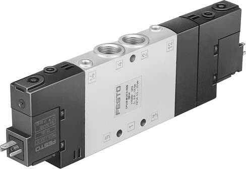 Festo 170252 solenoid valve CPE18-M1H-5/3BS-1/4 High component density Valve function: 5/3 pressurised, Type of actuation: electrical, Width: 18 mm, Standard nominal flow rate: 1300 l/min, Operating pressure: -0,9 - 10 bar 170252 on Powermatic Associates