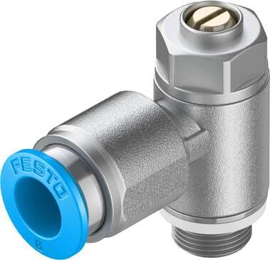 Festo 193145 one-way flow control valve GRLA-1/8-QS-8-D Valve function: One-way flow control function for exhaust air, Pneumatic connection, port 1: QS-8, Pneumatic connection, port 2: G1/8, Adjusting element: Slotted head screw, Mounting type: Threaded 193145 on Powermatic Associates