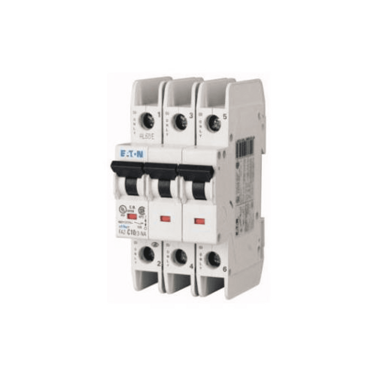 Eaton FAZ-B15/3-NA 277/480 VAC 50/60 Hz, 15 A, 3-Pole, 10/14 kA, 3 to 5 x Rated Current, Screw Terminal, DIN Rail Mount, Standard Packaging, B-Curve, Current Limiting, Thermal Magnetic, Miniature Circuit Breaker FAZ-B15/3-NA on Powermatic Associates