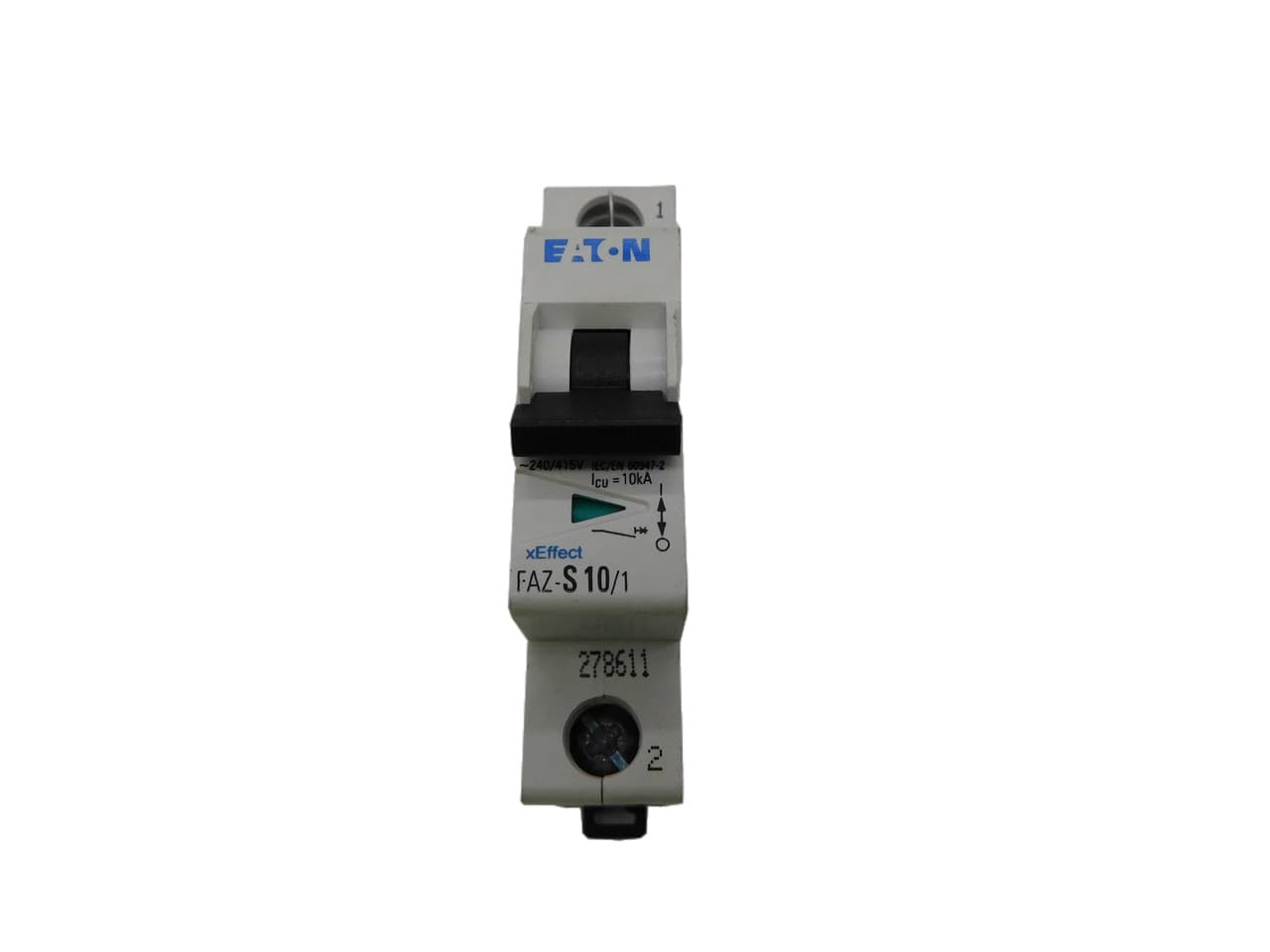Eaton FAZ-S10/1 277/480 VAC 50/60 Hz, 10 A, 1-Pole, 10 kA, 13 to 17 x Rated Current, Line/Load Terminal, DIN Rail Mount, Standard Packaging, S-Curve, Current Limiting, Thermal Magnetic, Supplementary Protector FAZ-S10/1 on Powermatic Associates