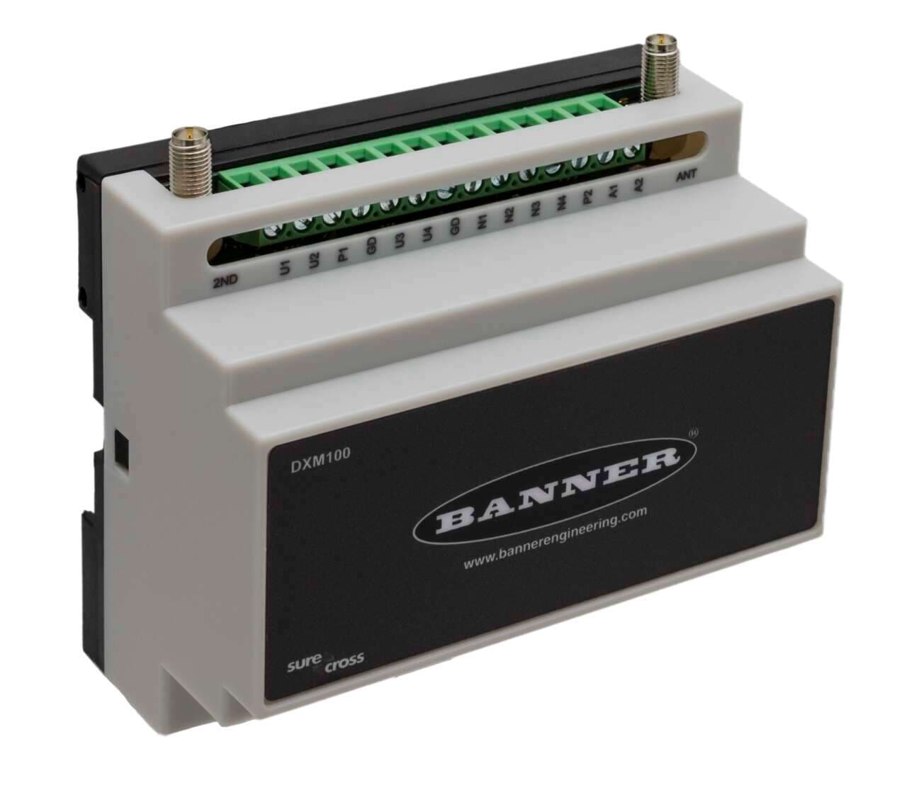 Banner DXM100-S1 DXM100 Modbus Slave Device; I/O Base Board Only; Inputs: 4 Universal; Outputs: 4 NMOS Discrete, 2 Selectable Analog, 2 Switched Power, 1 Courtesy Power; RS485 DXM100-S1 on Powermatic Associates