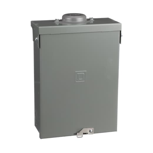 Schneider Electric QO1DM10030TRBR Square D by Schneider Electric QO1DM10030TRBR is a load center designed for surface mounting with a QOM1 frame size. It features a rated current of 100A and utilizes lugs for its connection type. The dimensions of this load center are H321mm x W226mm (H12.64" x W8.9"), offering 4-spaces for circuit accommodation. It is protected by a NEMA 3R rated welded galvannealed steel enclosure and includes a tin-plated aluminium busbar. This single-phase (1PH-3W) load center operates at a rated voltage of 120Vac/240Vac and can support up to 8 single pole circuits or 4 tandem breakers. The cross-section for copper lugs ranges from 8AWG to 2AWG, and it has a short circuit breaking rating of 10kA. QO1DM10030TRBR on Powermatic Associates