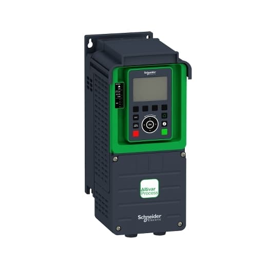 Schneider Electric ATV630U22M3 Schneider Electric ATV630U22M3 is a Variable Speed/Frequency Drive (VSD/VFD) / Inverter from the Altivar Process 630 series designed for variable and constant load torque applications. It features STO (Safe Torque Off up to SIL3), optimized torque mode for PM (permanent magnet) motors, sensorless estimated flow rate, and accurate measurement including installation energy drift detection. This model is ATEX compliant, operates on a supply voltage of 170-264Vac, and offers dimensions of H350mm x W144mm x D203mm with an IP21 UL type 1 degree of protection. It supports a rated current of 11.2A for normal-duty at 4kHz and 8A for heavy-duty at 4kHz, with a maximum current of 12.3A for normal-duty and 12A for heavy-duty, both for 60 seconds. Wall mounting is facilitated, and it includes Modbus, Modbus TCP, and Ethernet communication protocols. Designed for a 3-phase network with an output frequency range of 0.1-500 Hz, it features 2 analog outputs, 7 digital inputs including STO, 3 digital outputs, and 3 analog inputs. The current consumption varies with voltage and duty, supporting 2.2kW (3HP) for normal-duty and 1.5kW (2HP) for heavy-duty applications. ATV630U22M3 on Powermatic Associates