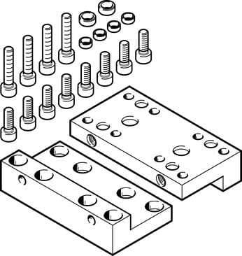 Festo 1132529 adapter plate kit EHAM-H1-32-L2-120 Size: 32, Assembly position: Any, Corrosion resistance classification CRC: 2 - Moderate corrosion stress, Ambient temperature: -10 - 60 °C, Product weight: 668 g 1132529 on Powermatic Associates