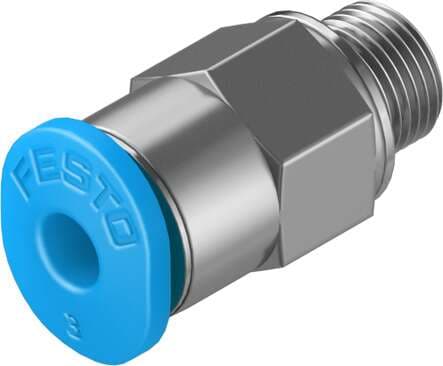Festo 133028 push-in fitting QSM-M5-2 male thread with external hexagon. Size: Mini, Nominal size: 1,1 mm, Type of seal on screw-in stud: Sealing ring, Assembly position: Any, Container size: 10 133028 on Powermatic Associates
