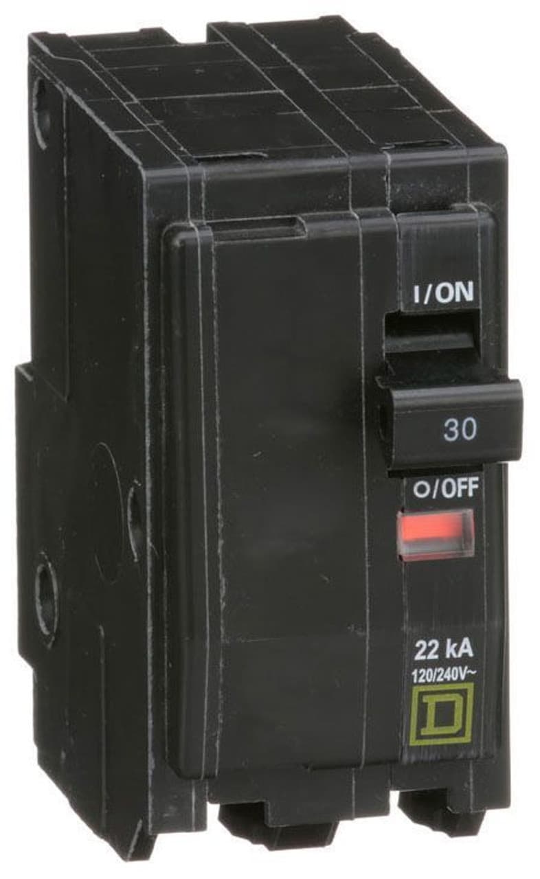 Schneider Electric QO230VH Square D by Schneider Electric QO230VH is a Miniature Circuit Breaker (MCB) designed for plug-in mounting. It features a rated current of 30A and accommodates a plug-in connection type. This MCB operates at a rated voltage of 120V to 240V and is compatible with a cross-section of 14-8AWG for 1 cable Al/Cu. It is a 2 Pole circuit breaker with a short circuit breaking rating of 22kA at 240Vac. The terminals are of the press plate type. QO230VH on Powermatic Associates