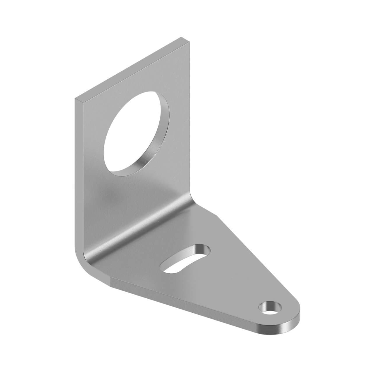 Banner SMB18A Bracket: 18 mm Right-Angle-mount; Material: 11 Gauge Stainless Steel; Curved mounting slot for versatility/orientation; Clearance for M4 #8 hardware SMB18A on Powermatic Associates