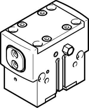 Festo 1132944 parallel gripper HGPD-25-A-G2 With gripping force backup when closing...-G2. Size: 25, Stroke per gripper jaw: 6 mm, Max. replacement accuracy: <: 0,2 mm, Max. angular gripper jaw backlash ax,ay: <: 0,1 deg, Max. gripper jaw backlash Sz: <: 0,02 mm 1132944 on Powermatic Associates