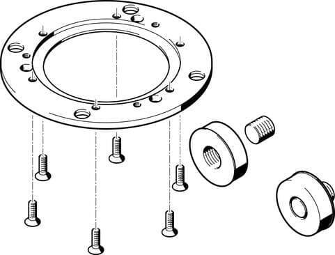 Festo 548111 indexing conversion kit DADM-CK-140-6 For rotary indexing table DHTG. Size: 140, Corrosion resistance classification CRC: (* 2 - Moderate corrosion stress, * (when installed)), Materials note: (* Free of copper and PTFE, * Conforms to RoHS), Material plat 548111 on Powermatic Associates