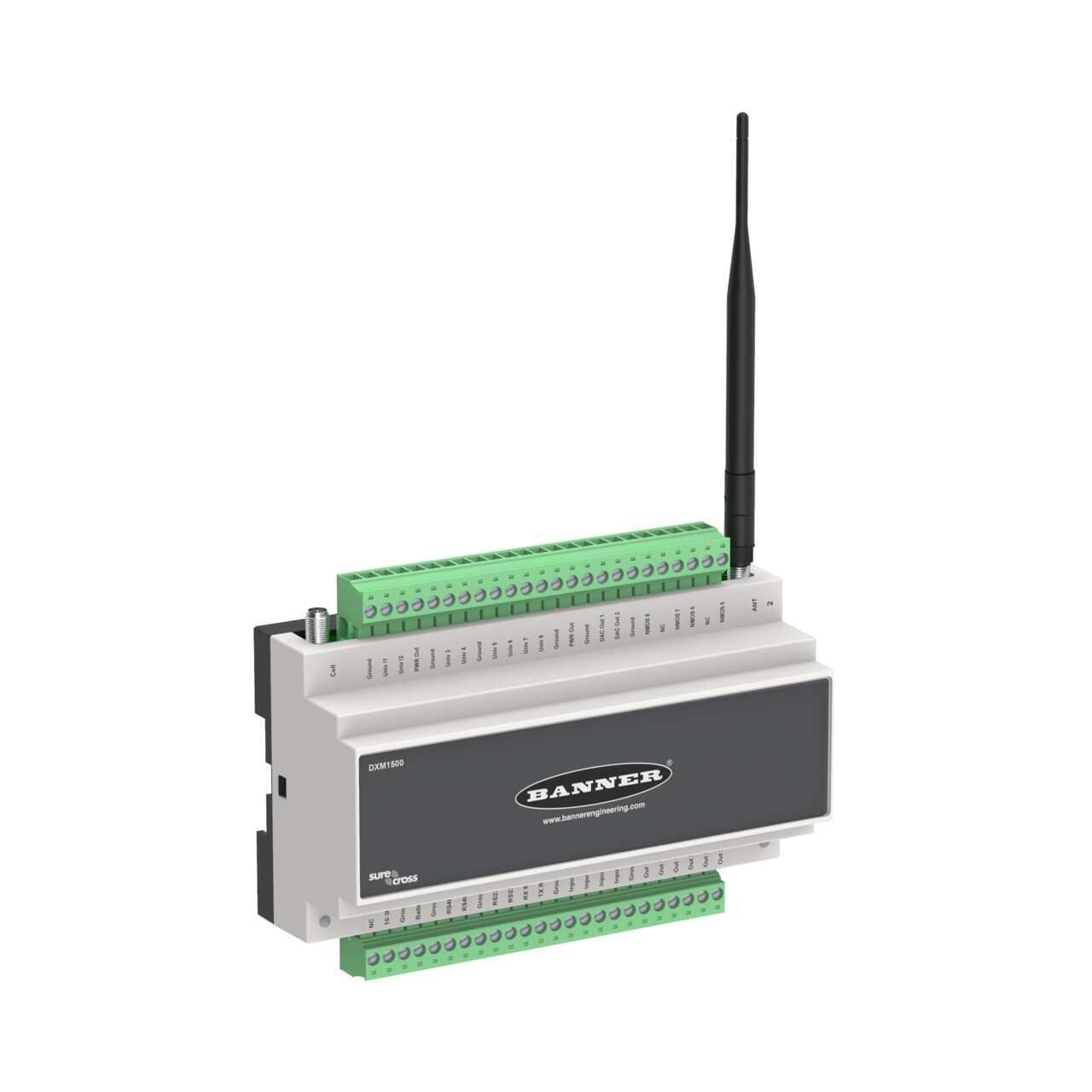 Banner DXM150-S2R2 DXM150 Modbus Slave Device; Multihop Radio 900 MHz 1 W; Inputs: 2 Discrete, 8 Universal; Outputs: 8 Discrete, 2 Analog; RS485 DXM150-S2R2 on Powermatic Associates