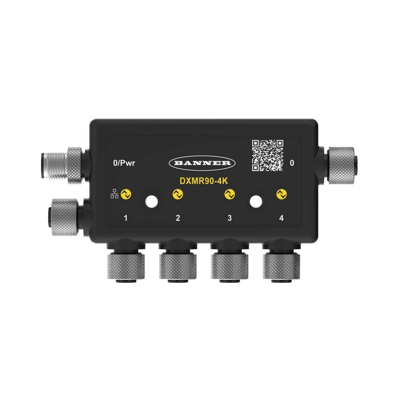 Banner DXMR90-4K DXMR90 IO-Link Master/Controller; Power: 18-30 V dc; Female M12 (D-Code Ethernet); IP67, IP68; Ethernet IP, Modbus TCP, and Profinet DXMR90-4K on Powermatic Associates