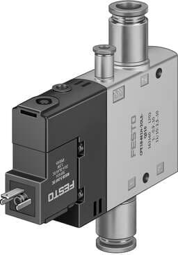 Festo 163772 solenoid valve CPE18-M2H-3OLS-QS-8 High component density Valve function: 3/2 open, monostable, Type of actuation: electrical, Width: 18 mm, Standard nominal flow rate: 850 l/min, Operating pressure: -0,9 - 10 bar 163772 on Powermatic Associates