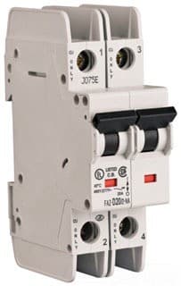 Eaton FAZ-D2/2-DC Miniature circuit breaker, 2 pole, 2 A, D trip curve, 125 VDC per pole, UL489 FAZ-D2/2-DC on Powermatic Associates