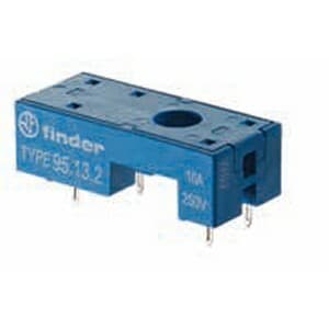 Finder 95.13.2SMA Finder 95.13.2SMA is a socket with a solder pin connection type, designed for PCB applications. It has a rated current of 12A and features an IP20 speed rating. The control voltage is AC, tailored for PCB use, while the power consumption is indicated by blue. This part complies with EN61984 standards for output voltage (DC). 95.13.2SMA on Powermatic Associates
