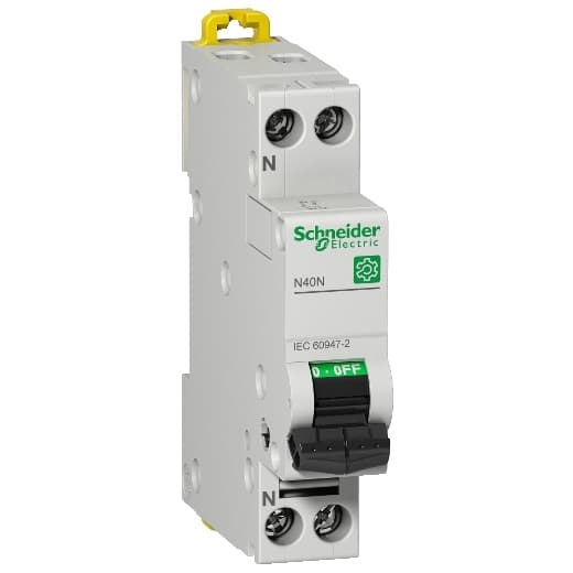 Schneider Electric M9P22610 Schneider Electric M9P22610 is a Miniature Circuit Breaker (MCB) within the N40N sub-range, designed with 2 poles and a rated current of 10A. It features a rated insulation voltage (Ui) of 500 V and a rated impulse voltage (Uimp) of 6 kV. The MCB operates at a rated voltage (AC) of 240 V phase-to-neutral and has 1 protected pole. It is characterized by a C tripping curve. M9P22610 on Powermatic Associates