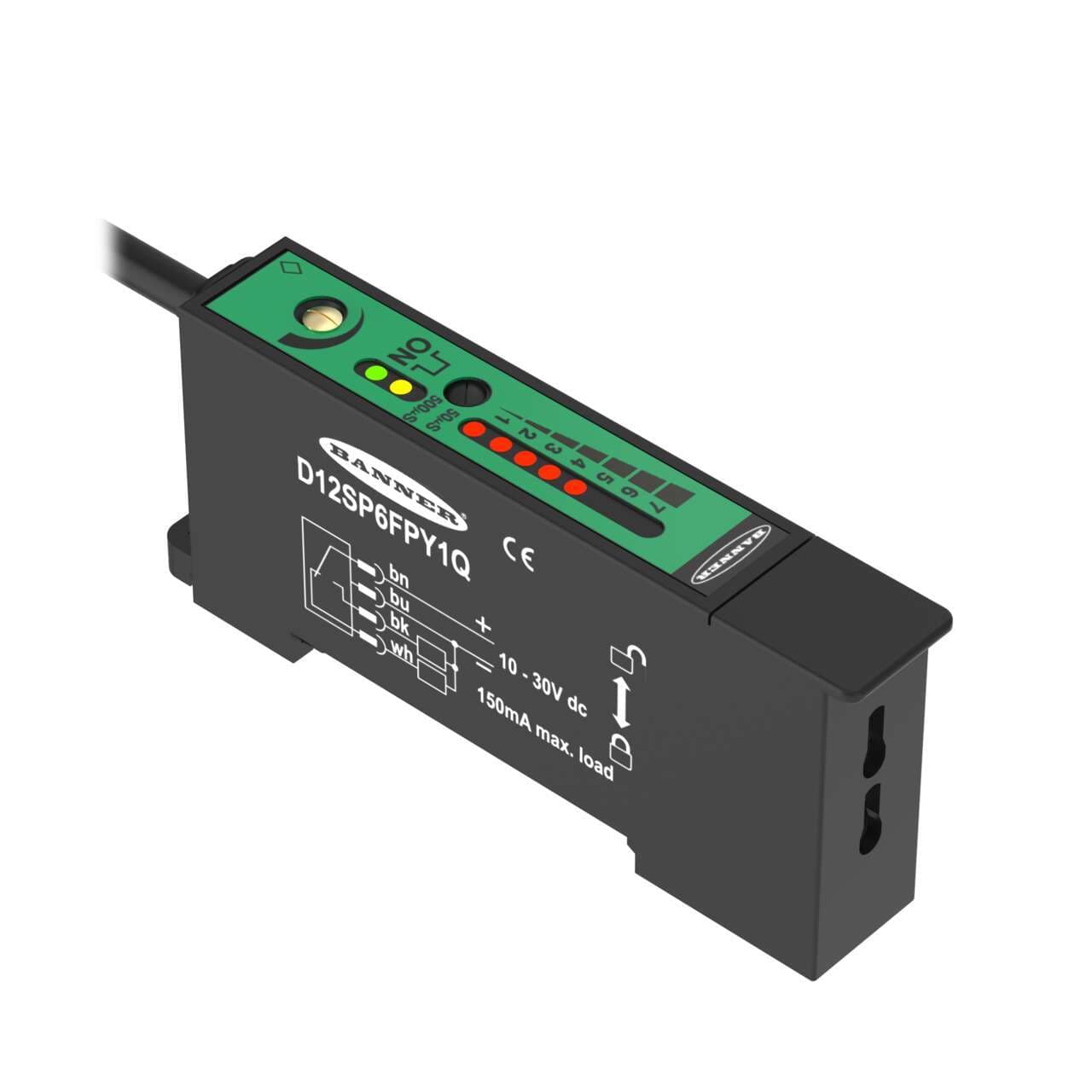 Banner D12SP6FPY1Q Banner D12SP6FPY1Q - D12 Series: High Speed Plastic Fiber Optic; Range: Depends on Fiber; Input: 10-30 V dc; Output: Complementary PNP 20 ms Pulse Stretch; 150 mm (6 in) M8 Pigtail QD D12SP6FPY1Q on Powermatic Associates