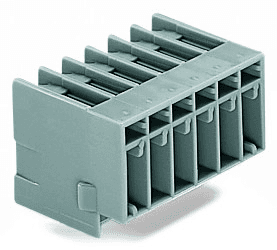 WAGO 769-669 769-669 WAGO - THT male header; 1.0 x 1.0 mm solder pin; angled; Pin spacing 5 mm; 9-pole; gray 769-669 on Powermatic Associates