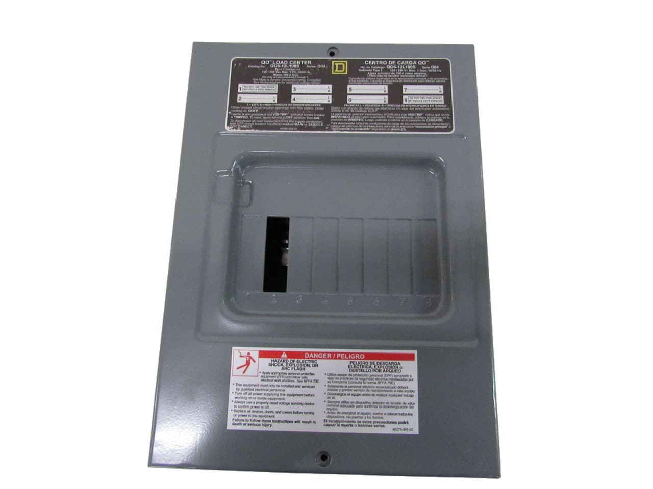 Schneider Electric QO612L100S Square D by Schneider Electric QO612L100S is a load center designed for surface mounting with a rated current of 100A and a connection type featuring lugs. It measures H319mm x W226mm (H12.56" x W8.9") and offers 6 spaces. This load center is protected by a NEMA 1 rated welded sheet steel enclosure and includes a tin-plated aluminium busbar. It is compatible with a single-phase (1PH-3W) network and operates at a rated voltage of 120Vac/240Vac. The QO612L100S can accommodate up to 12 single pole circuits or 6 tandem breakers. It supports a cross-section range from 8AWG to 1AWG for both aluminium and copper lugs. Additionally, it has a short circuit breaking rating of 10kA. QO612L100S on Powermatic Associates