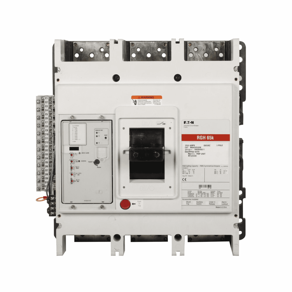 Eaton RGH316038ZGMC RGH316038ZGMC Eaton - Eaton Series G electronic molded case circuit breaker, RG-frame, RG, Complete breaker, Digitrip 310 RMS, Electronic ALSI w/ maint. mode trip, Three-pole, 1600A, Line and load, Metric, Zone selective interlock, 50/60 Hz, 100% rated RGH316038ZGMC on Powermatic Associates