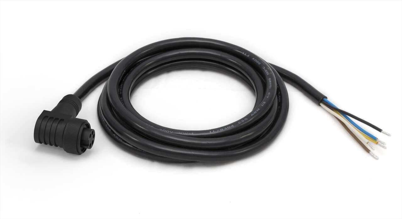 Banner MBCC-506RA Cordset: Single Ended 7/8 in; 5-pin Right-Angle Female; 2 m (6.56 ft) 5x18 Black PVC Jacket; Nylon Black Coupling Nut MBCC-506RA on Powermatic Associates
