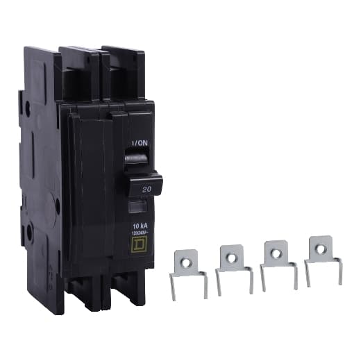 Schneider Electric QOUR2203100 Square D by Schneider Electric QOUR2203100 is a miniature circuit breaker (MCB) designed for unit mount installation. It features a rated current of 20A and accommodates slotted box lugs connections on both the load and line side. This MCB is compatible with a cross-section of 14-2AWG for one aluminum or copper cable and is equipped with two poles. It has a short circuit breaking rating of 10kA at 240Vac and 5kA at 48Vdc. The rated voltage for AC operation is 120V to 240V, and for DC operation, it is 48Vdc. The terminals are of the box lugs type. QOUR2203100 on Powermatic Associates