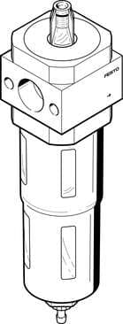 Festo 532811 fine filter LFMB-D-MINI-DA Without threaded connection plates with FRB threaded pin. 1 µm filter cartridge, with metal bowl guard, with differential pressure indicator, manual condensate drain. Series: D, Size: Mini, Design structure: Fibre filter, Grade 532811 on Powermatic Associates