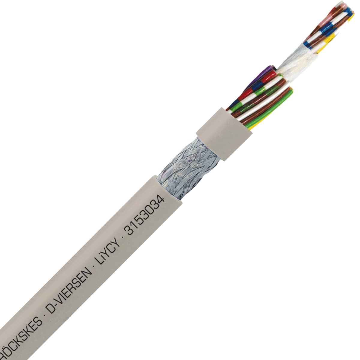 SAB 3153034 LiYCY - 22 AWG/30c, shielded multi-conductor signal and control PVC cable with DIN color code 3153034 on Powermatic Associates