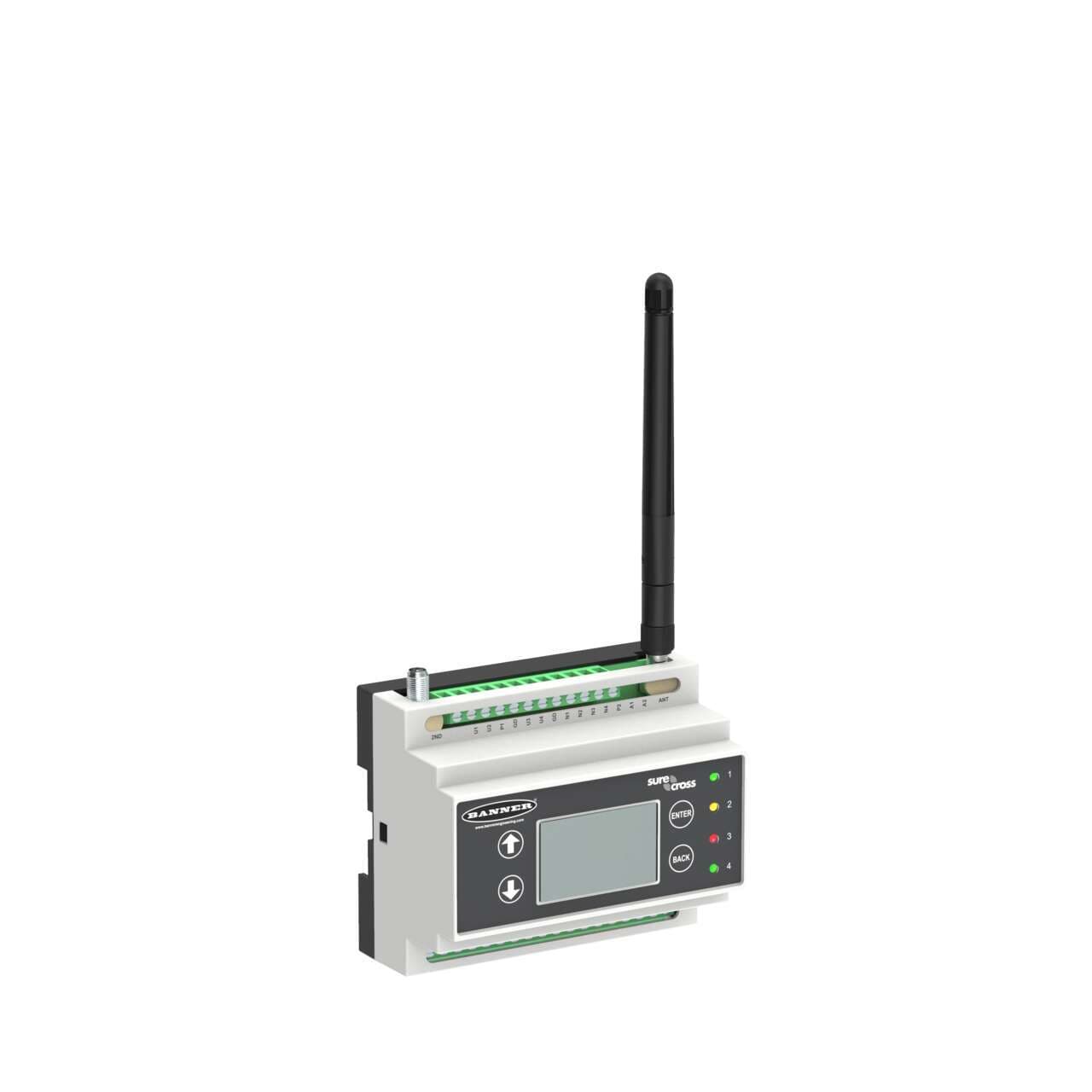 Banner DXM1000-B1R4 DXM1000 Controller; MultiHop Radio 2.4 GHz 65 mW; Inputs: 4 Universal; Outputs: 4 NMOS Discrete, 2 Selectable Analog, 2 Switched Power, 1 Courtesy Power; M7 Processor, 16MB Memory, LCD Display; RS485, Ethernet, USB, CAN, RS232, Solar/Battery Controller DXM1000-B1R4 on Powermatic Associates