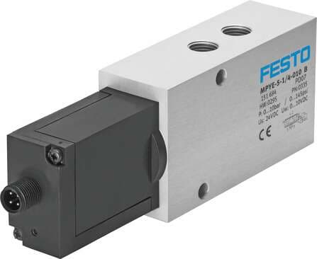 Festo 151695 proportional directional control valve MPYE-5-3/8-010-B Nominal size: 10 mm, Type of actuation: electrical, Sealing principle: Hard, Assembly position: Any, Design structure: Piston slide 151695 on Powermatic Associates