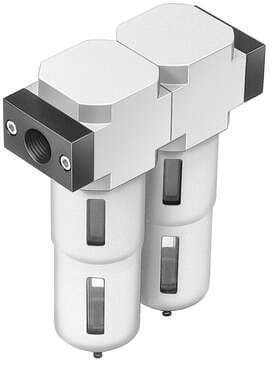 Festo 162669 fine filter combination LFMBA-3/8-D-MIDI-A Micro filter 1 µm for prefiltration and micro filter 0.01 µm, with metal bowl guard. Size: Midi, Series: D, Assembly position: Vertical +/- 5°, Grade of filtration: 0,01 µm, Filter efficiency: 99,9999 % 162669 on Powermatic Associates