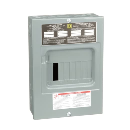 Schneider Electric QO816L100S Square D by Schneider Electric QO816L100S is a load center designed for surface mounting with a rated current of 100A and a connection type featuring lugs. It measures H319mm x W226mm (H12.56" x W8.9") and offers 8 spaces for circuit installation. This load center is protected by a NEMA 1 rated welded sheet steel enclosure and includes a tin-plated aluminum busbar. It is compatible with a single-phase (1PH-3W) network and operates at a rated voltage of 120Vac/240Vac. The QO816L100S can accommodate up to 16 single pole circuits or 8 tandem breakers, supporting cross-sections from 8AWG to 1AWG for both aluminum and copper lugs. It has a short circuit breaking rating of 10kA. QO816L100S on Powermatic Associates