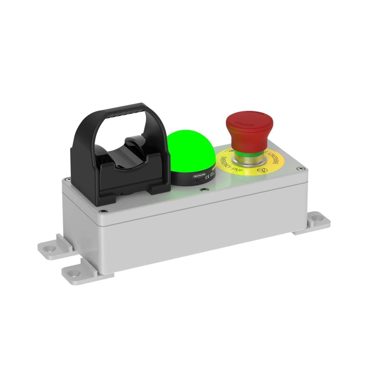 Banner SSA-EBM12EAAQ12K50C Banner SSA-EBM12EAAQ12K50C - SSA-EBM Retangular Plastic E-Stop Button; Non-Illuminated Base; 40 mm Actuator; K50LGRY6P w GREEN/RED/YELLOW indication; +24 V dc; 2NC/1NO E-Stop; 12-pin M12 Integral QD SSA-EBM12EAAQ12K50C on Powermatic Associates