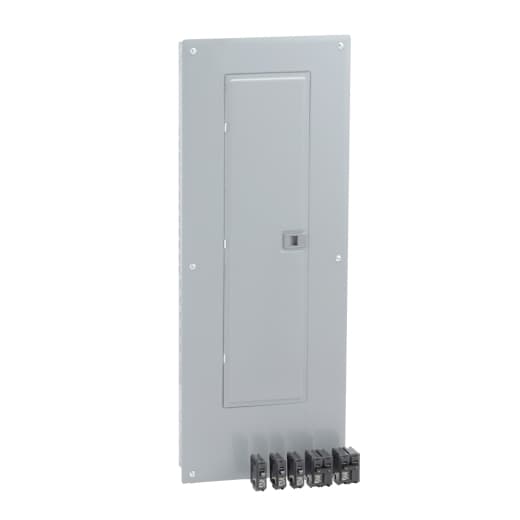Schneider Electric HOM4080M200PCVP Square D by Schneider Electric HOM4080M200PCVP is a load center designed for single-phase networks, featuring a main function as a load center with a value pack. It has dimensions of H1000mm x W362mm x D95mm (H39.37" x W14.25" x D3.74"), providing 40 spaces for up to 80 single pole circuits or 40 tandem breakers. The enclosure is made from welded sheet steel, while the busbar is constructed from tin-plated aluminium. This product offers a connection type via lugs, with a rated current of 200A and a rated voltage of 120Vac/240Vac. It is designed with a degree of protection classified as NEMA 1. HOM4080M200PCVP on Powermatic Associates