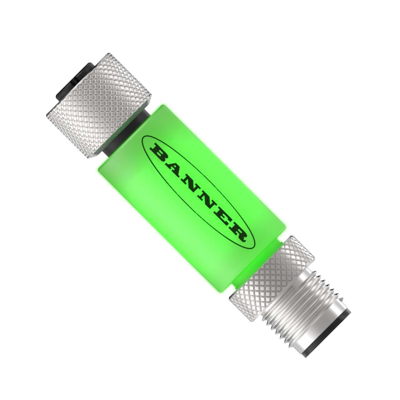 Banner TL15G4Q TL15 Series: 1-Color In-Line Status Indicator Segment; Voltage: 12 or 24 V dc; Housing: PVC; IP67; Input: PNP; Colors: Green, Pin 4; Male-Female 5-pin M12 Integral QD TL15G4Q on Powermatic Associates