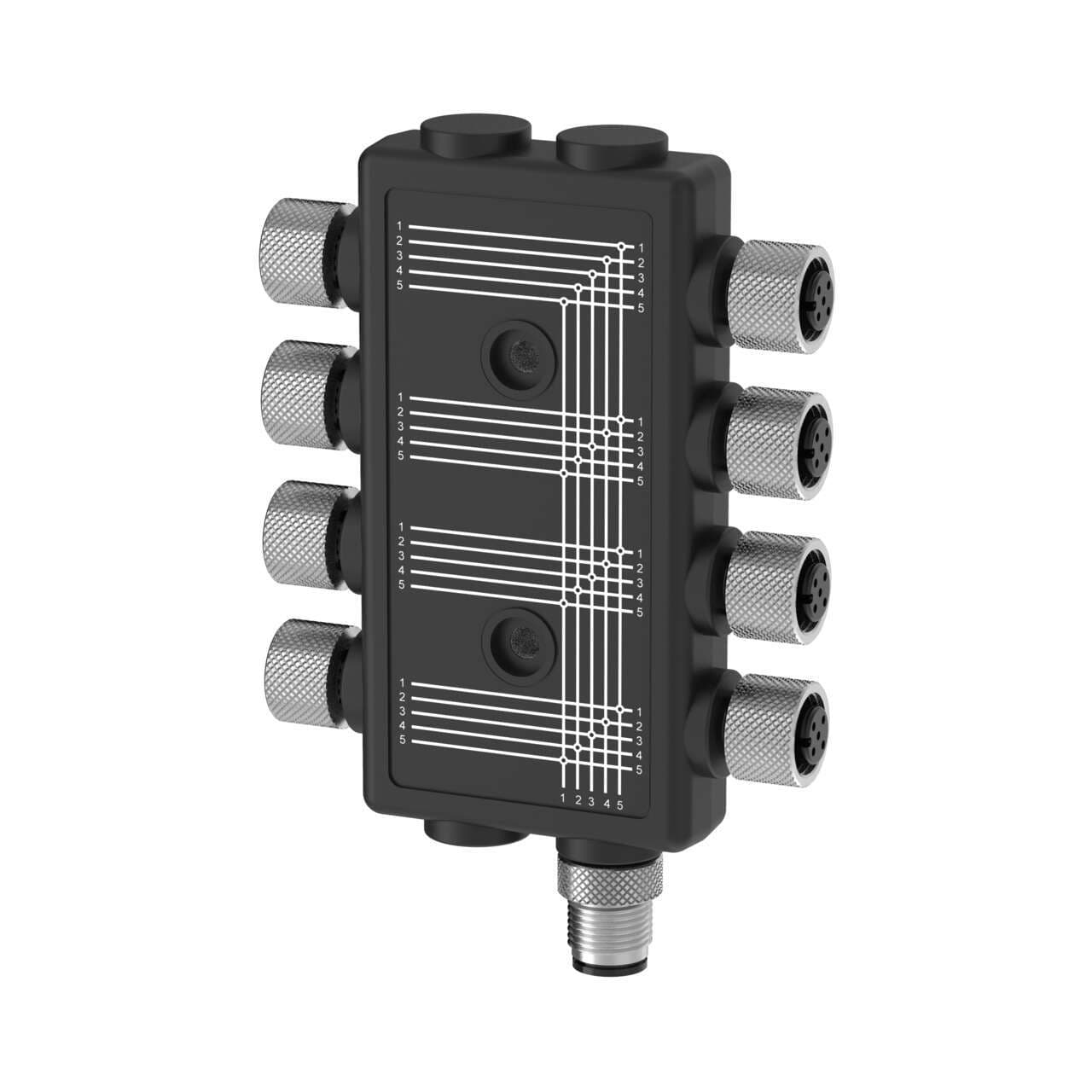 Banner R95-8M125-M125Q-P Banner R95-8M125-M125Q-P - 8-Port Molded Junction Box; 8 Female 5-pin M12 Ports; Male 5-pin M12 Integral Homerun; Parallel Wiring R95-8M125-M125Q-P on Powermatic Associates