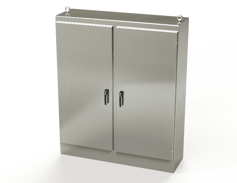 Saginaw Control SCE-72EL6018SS6FSD S.S. EL FSD Enclosure, Height:72.00", Width:60.00", Depth:18.00", Type 316 Stainless Steel with #4 Brushed finish. Optional sub-panels powder coated white. SCE-72EL6018SS6FSD on Powermatic Associates