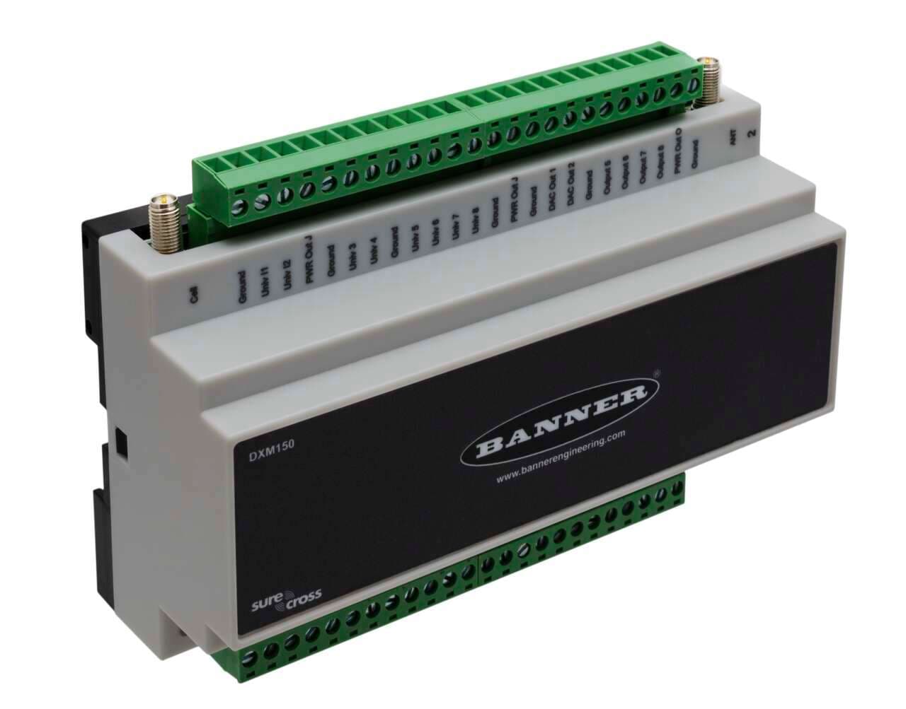 Banner DXM150-S2 Banner DXM150-S2 - DXM150 Modbus Slave Device; I/O Base Board Only; Inputs: 2 Discrete, 8 Universal; Outputs: 8 Discrete, 2 Analog; RS485 DXM150-S2 on Powermatic Associates