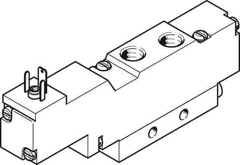 Festo 173044 solenoid valve MEBH-5/2-1/8-L-B-110AC With solenoid coil and manual override, without plug socket. Valve function: 5/2 monostable, Type of actuation: electrical, Width: 17,8 mm, Standard nominal flow rate: 600 l/min, Operating pressure: 2,5 - 8 bar 173044 on Powermatic Associates